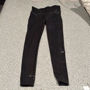 Chocolate brown croc print shiny Spanx and Wide Waistband leggings